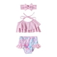 thumbnail image 3 of Esaierr Toddler Baby Girls 3 Piece Swimsuits Bikini Set Bathing Suit With Hairbands Newborn Girls Fish Scale halter Bathing Suit Outfit for 6 months-5 years, 3 of 7