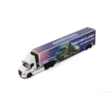 Freightliner eCascadia with Container, White - Kinsmart 1303D - 1/60 Scale Diecast Model Car