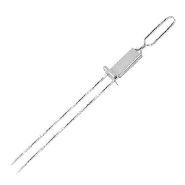 Pinchos metálicos Snmubt para asar, tenedor de acero inoxidable para carnes, verduras, bistec, tenedor para barbacoa y juego de cepillo de aceite (B)