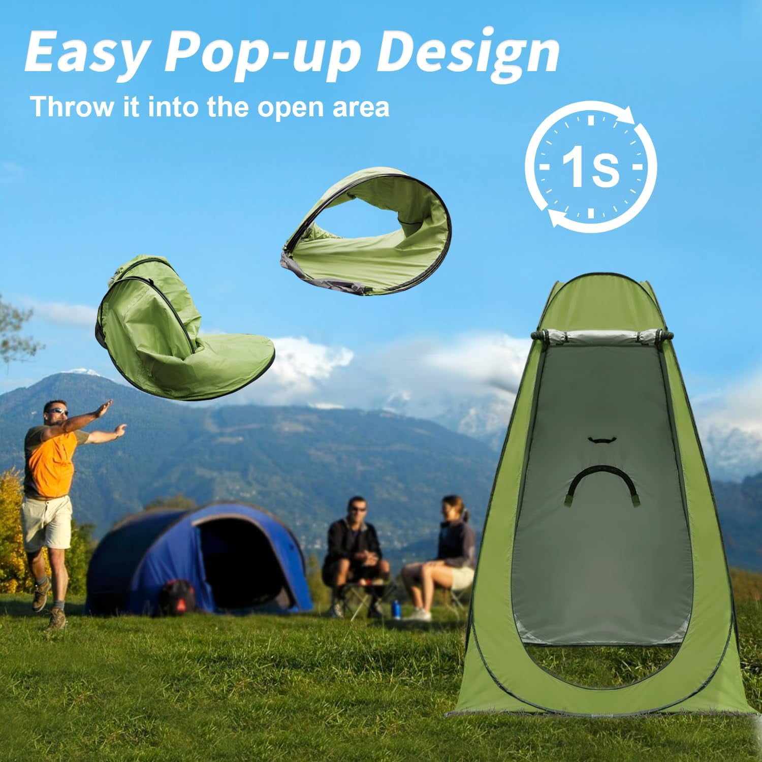 Privacy Shower Tent, Pop up Portable Camping Tent, Outdoor Toilet Changing Dressing Room, Instant Privacy Shelter for Picnic Waterproof Bathroom