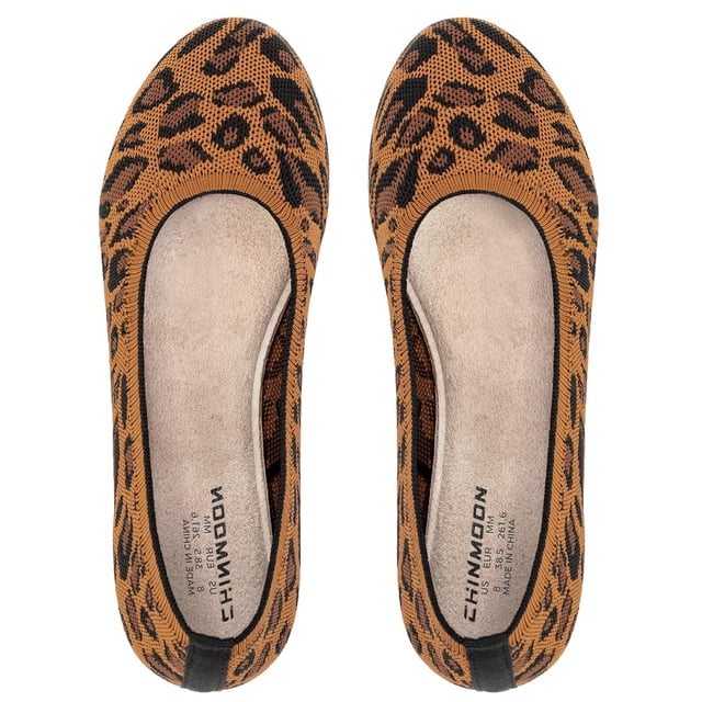 Zapatos planos CHIN·MOON Vestido clásico para mujer, marrón, leopardo
