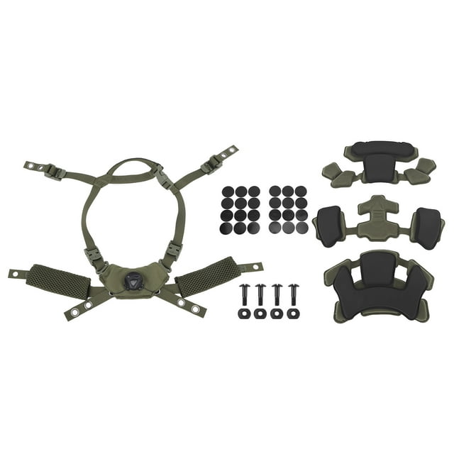 Sistema de suspensión con dial para casco, correa para la barbilla, kit de acolchado para casco Fast para MICH para Wendy, esponja verde militar y suspensión