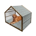 thumbnail image 1 of Floral Pet House, Wild Orchids Exotic Spring Blooms Feminine Themed Hand Drawn Plants, Outdoor & Indoor Portable Dog Kennel with Pillow and Cover, 5 Sizes, Mint Green Navy Blue, by Ambesonne, 1 of 4