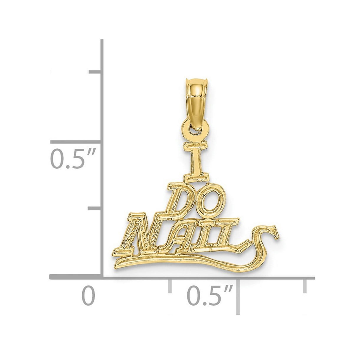 16.4mm 10k Solid Yellow Gold I Do Nails Charm Pendant Necklace for Women - .5 Grams