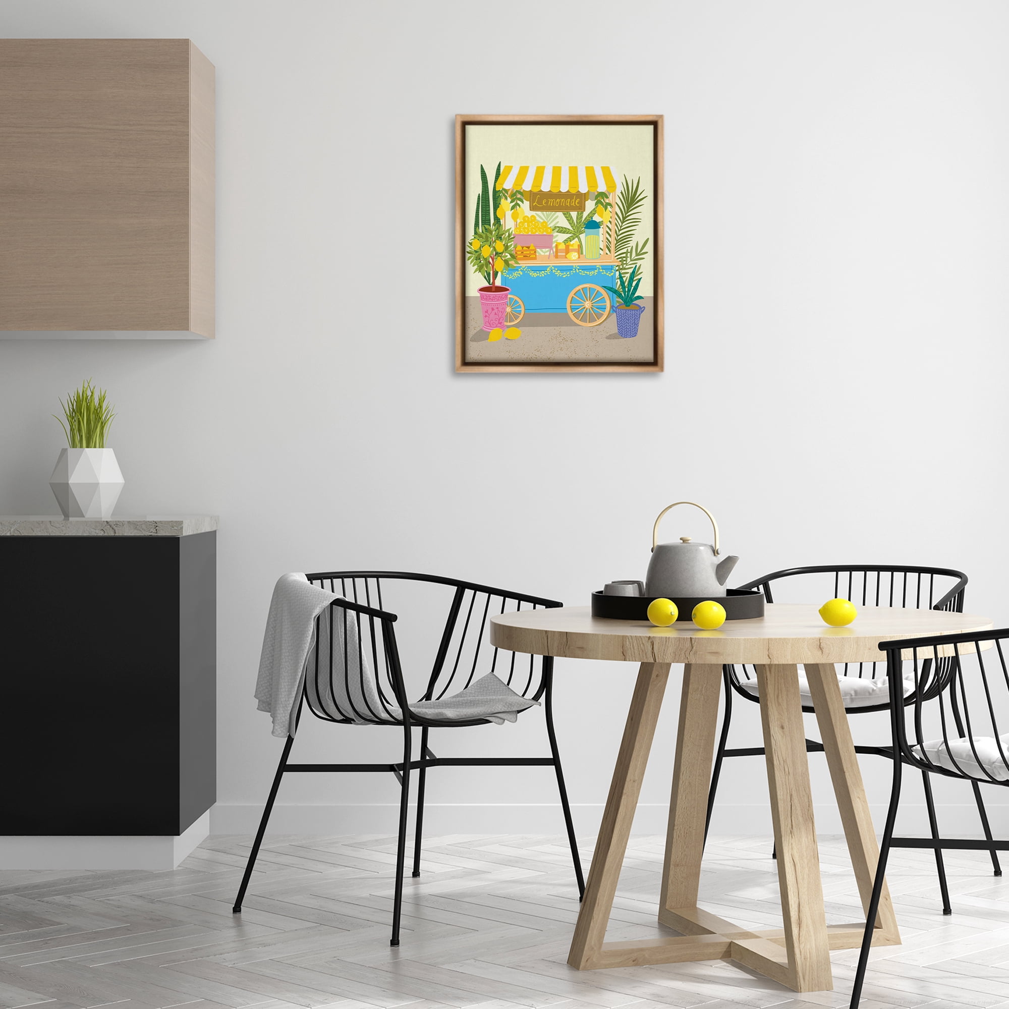 Stupell Industries Food Market Lemonade Stand Food & Beverage Painting Brown Floater Framed Canvas Art Print Wall Art, 17 x 21