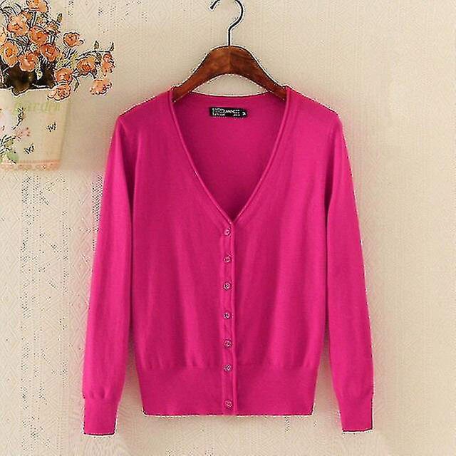 Cardigan Tricoté pour Femmes Manches Longues Crochet Boutons Courts A