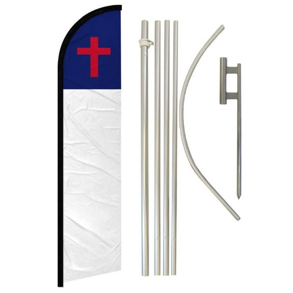 Christian Windless Banner Flag & Pole Kit