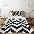 thumbnail image 3 of Ambesonne Modern Quilted Bedspread Set 2 Pcs, Chevron Retro, Twin Size, Black White, 3 of 6