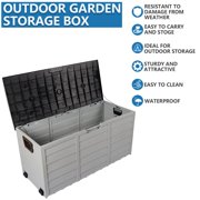 SalonMore 75gal 260L Outdoor Garden Plastic Storage Deck Box Backyard Lockable Seat Black