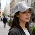 thumbnail image 1 of CaiYueKe Sparkle Baseball Cap Adjustable Mesh Back Glitter Sequin Sun Hat Playful Shiny Sporty Outdoor Party Fun Unisex Fashion Sport Hat Accessory Gift, 1 of 4