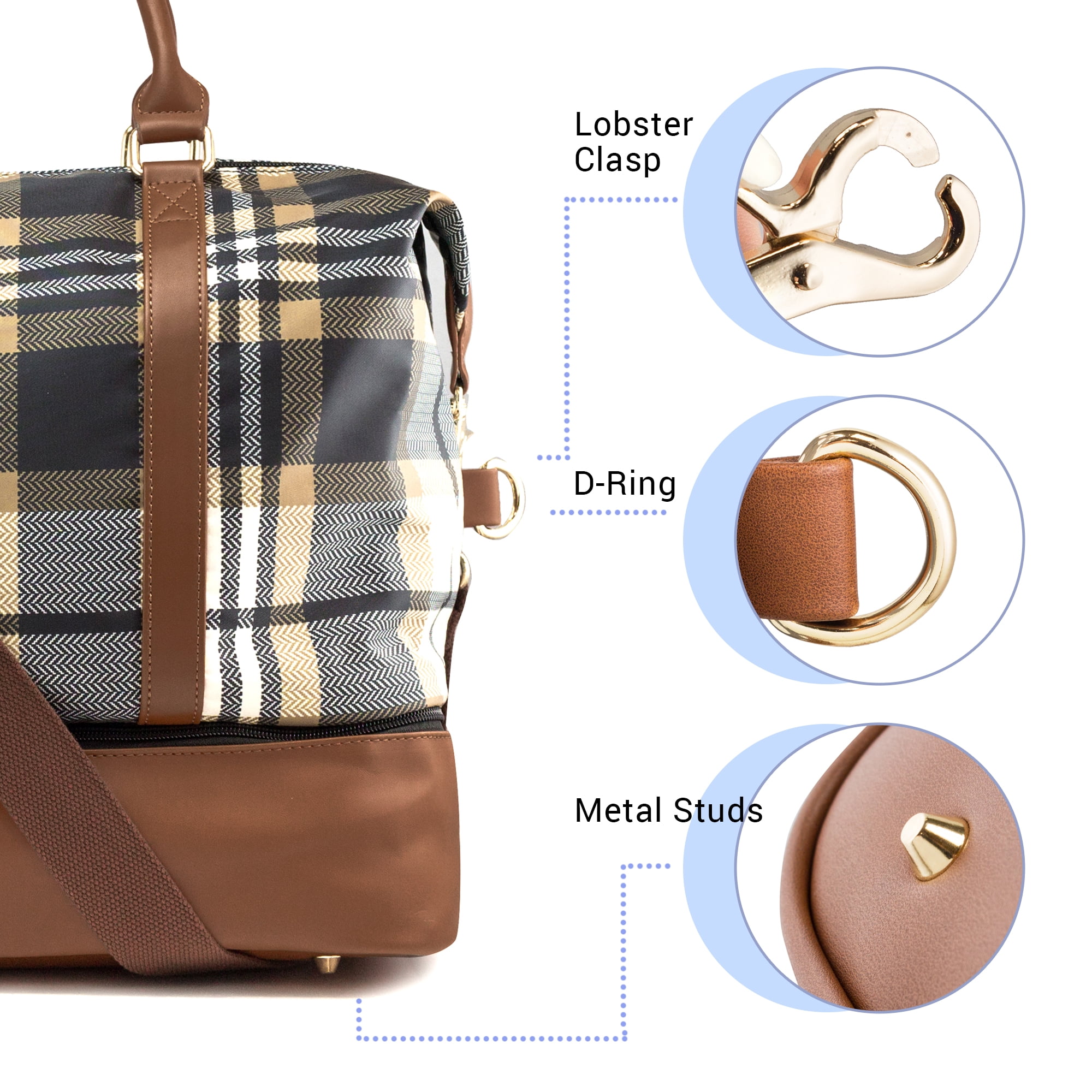 Gearonic Unisex 20” Weekender Duffel Bag, Coffee Plaid