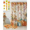 thumbnail image 3 of Orange Thanksgiving Fall Shower Curtain Set ，Waterproof Fabric Shower Curtains Orange Blue Pumpkins Botanical Rustic Shower Curtains for Bathroom,Bathroom Decor 72"x72", 3 of 7