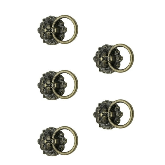 lanema 5pcs Vintage Styles Lion Heads Drawer Pulls Elegant Sturdy Alloy Handle for Cabinets and Door Daily Casual Use