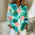 thumbnail image 2 of Sewkxo Womans Hawaii Shirt Floral Print Long Sleeve Lapel Collar Button Down Tropical Beach Blouse Trendy Loose Party Holiday Tees,Green S, 2 of 5