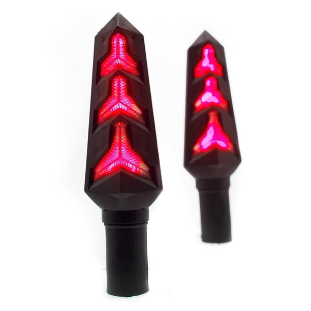 Direccionales Para Moto Rasen Led Secuencial Tipo Rayo Universal rojo