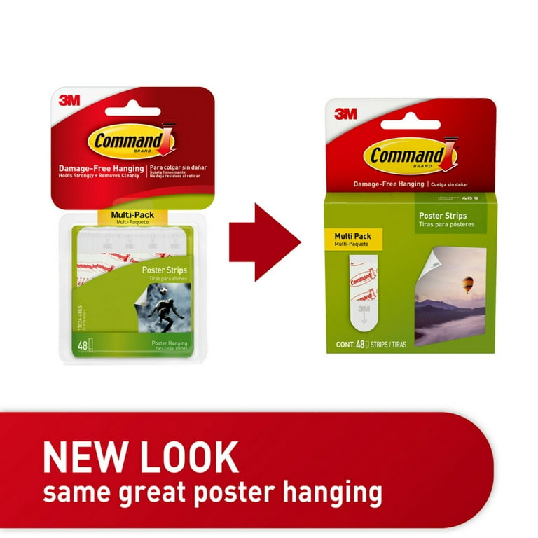 Command Poster Strips, White, Damage Free Decorating, 48 Command