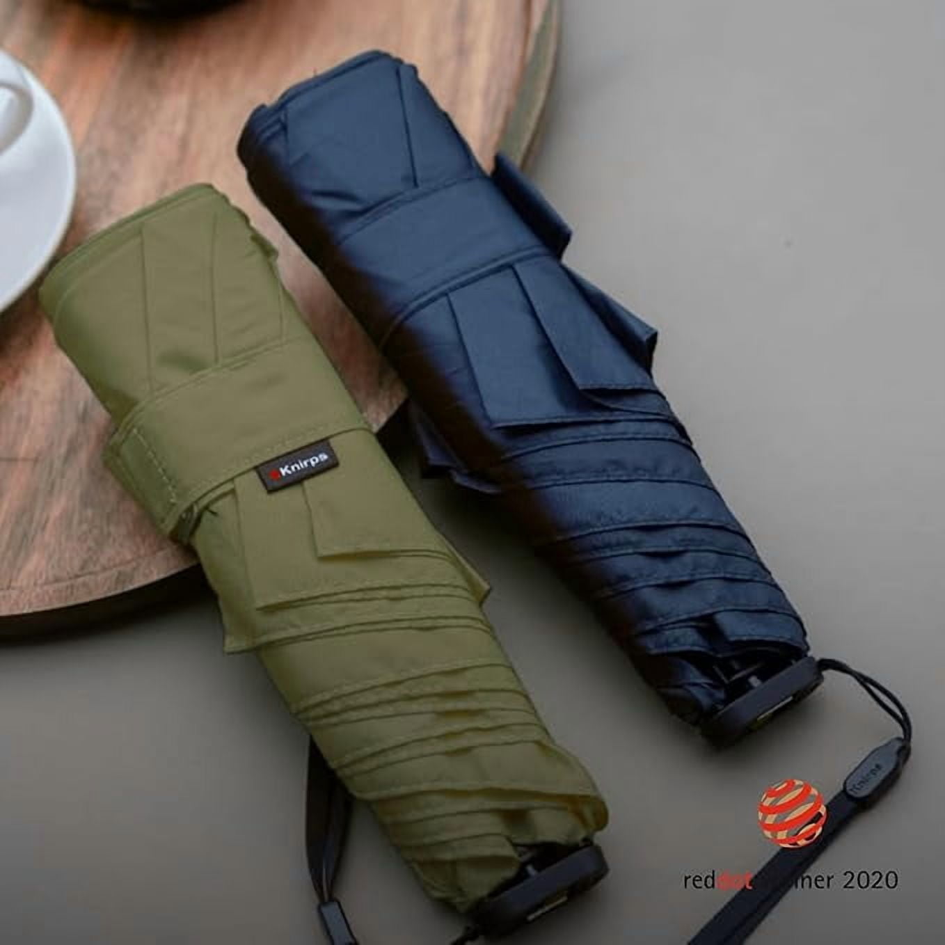 Knirps US.050 Ultra Light Pocket Size Manual Rain Umbrella in Cardamom – 4oz Portable Travel Umbrellas with 35" Quick Dry Canopy, Windproof up to 62mph, Matching Quick Dry Protective Cover Included