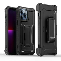 For Apple iPhone 14 Pro (6.1") Combo Shell 3in1 & Holster with Kickstand Swivel Belt Clip Armor TPU Rugged Drop Protection Cover ,Xpm Phone Case [ Black ]