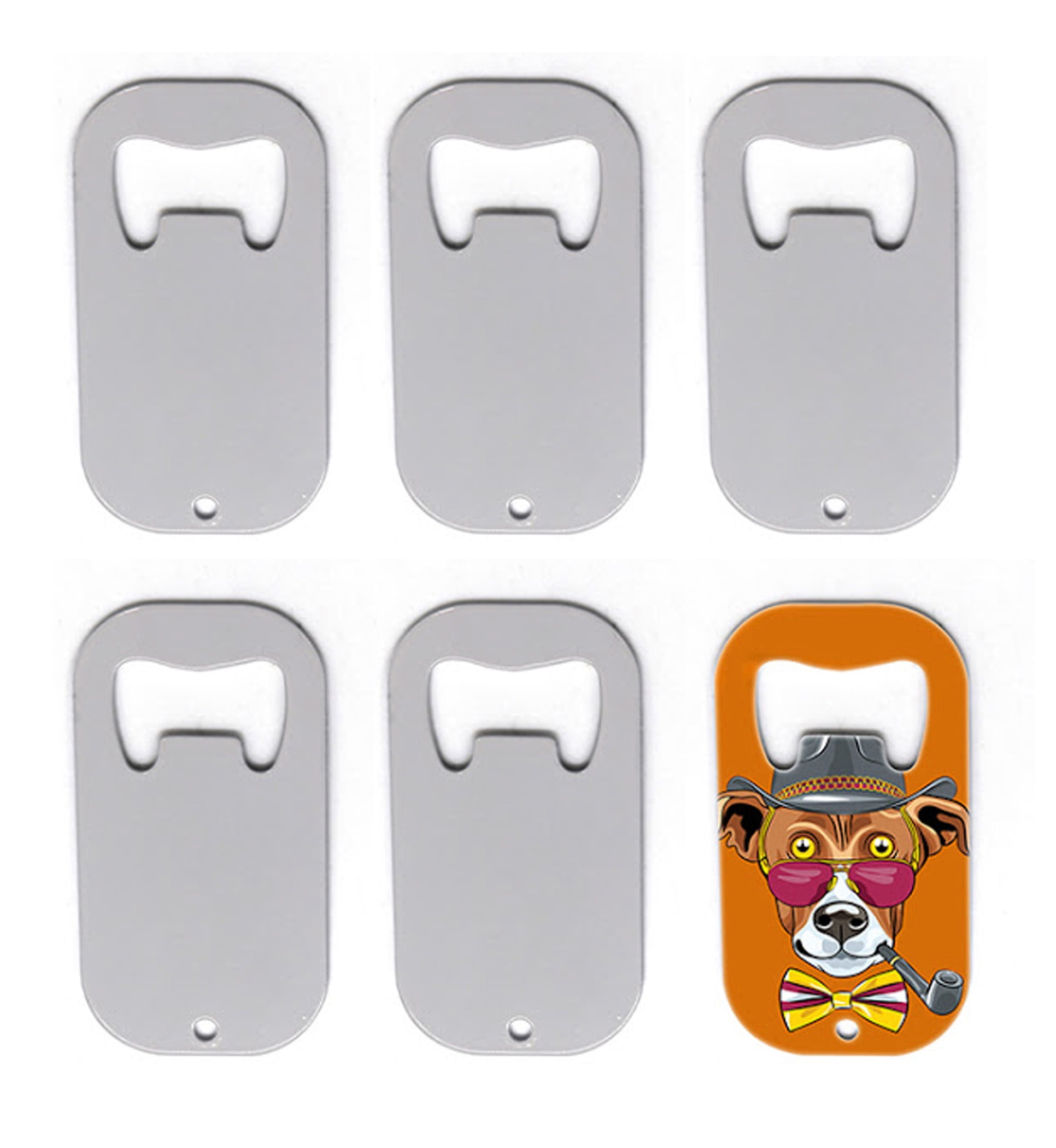 6 Pcs. Sublimation blanks Small 3''x 1,5 Grey Steel Bottle Beer Metal  Opener Heavy duty Stainless Steel Flat for Kitchen, bar o restaurant 