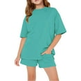 thumbnail image 2 of Mercatoo Short Sets for Girls 2 Piece Outfits Oversized Short Sleeve T Shirt and Shorts Girls 𝐋ounge Sets Tween Summer Clothes, 2 of 7