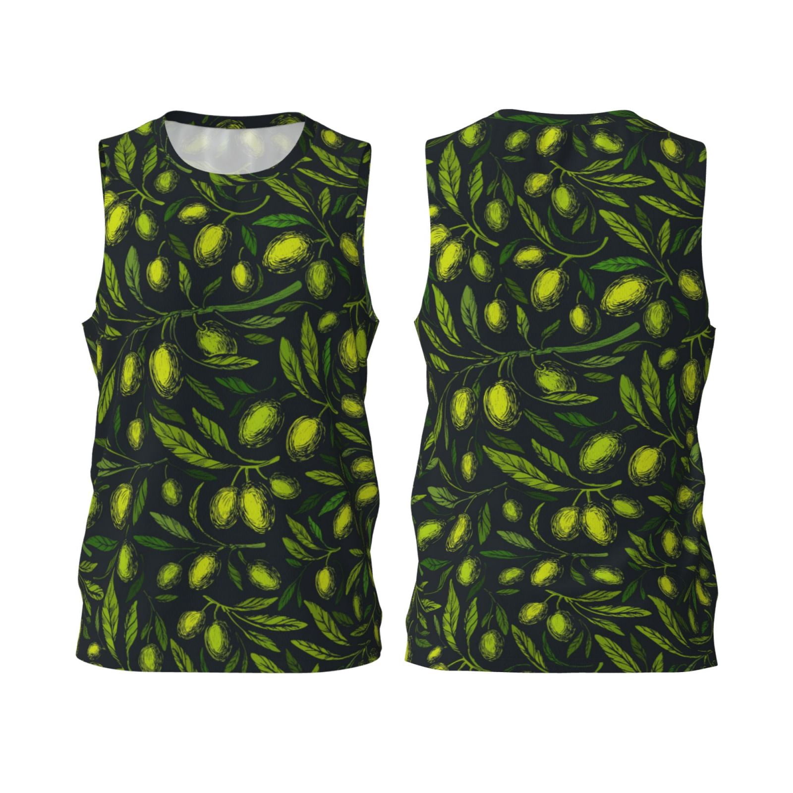 Gaeub Green Branch Olive Men's Mesh Basketball Jersey, Quick-Drying Sleeveless Top S-4XL, Loose Muscle Tank Top -4X-Large - Walmart.com