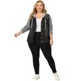 thumbnail image 3 of Women's Plus Size Layered Drawstring Hood for Women Denim Utility Jacket W Pockets Black 4X, 3 of 7