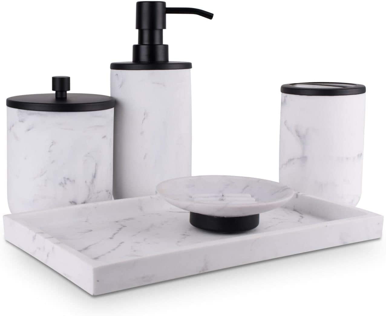 Bathroom Soap Dispenser Set Bathroom Toothbrush Holder Set Marble Bathroom Accessories Matte Black Bathroom Accessories Set Farmhouse Bathroom Decor 5 Piece Bathroom Accessories Set Walmart Com Walmart Com