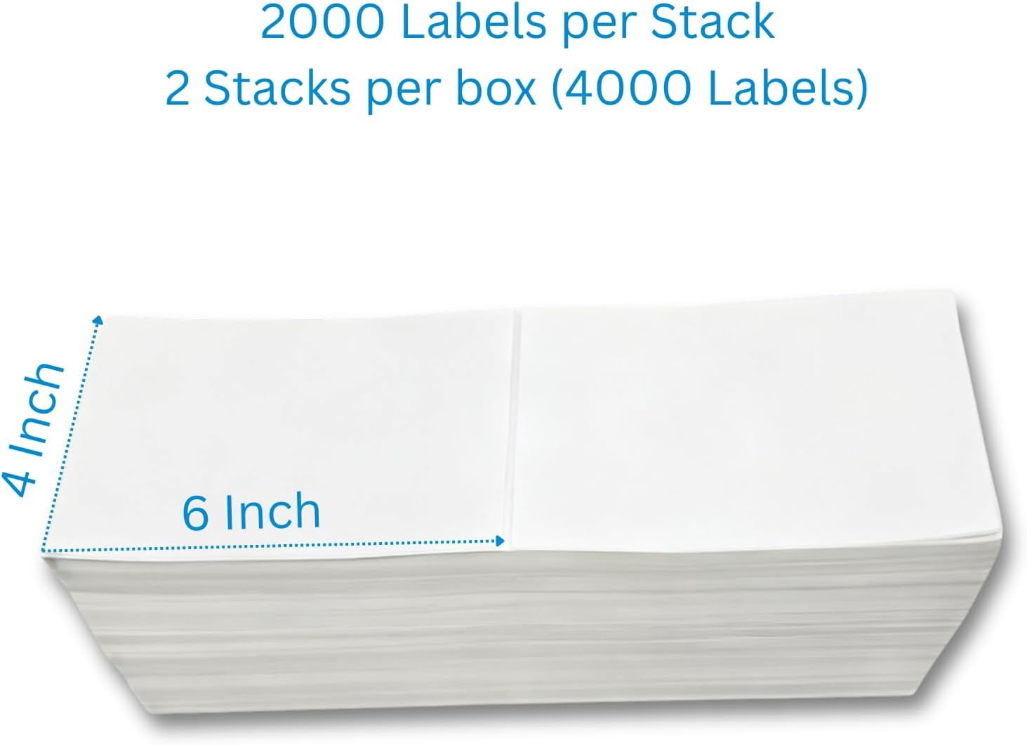 4x6 (100x150mm) Fanfold Direct Thermal Shipping Labels (2 Stacks | 4000 Labels)