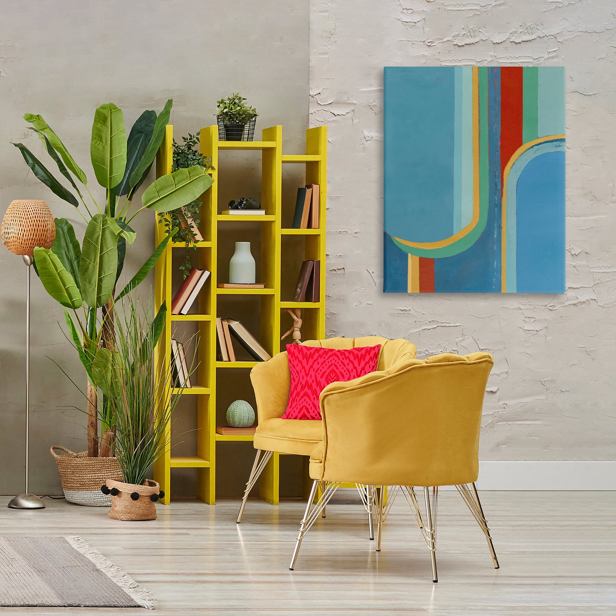 Stupell Industries Blue & Red Arches Abstract Painting Gallery Wrapped Canvas Art Print Wall Art, 30 x 40