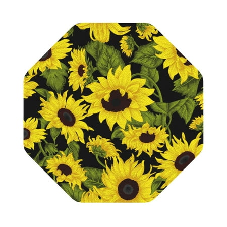 

Coaee Sunflowers In Vintage Print Leather Coasters Set of 6 Non-Slip Washable Cup Coasters for Home Office Bar Octagon