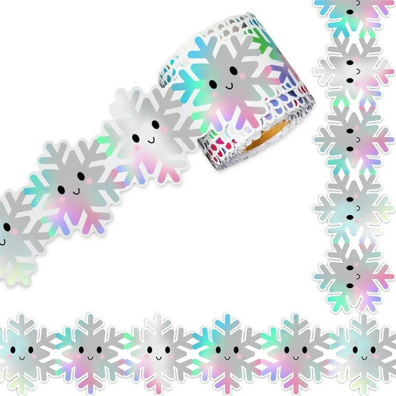 10m Snowflake Bulletin Border Trim Adhesive Bulletin Board Borders Christmas Border Sticker Bulletin Board Decorations