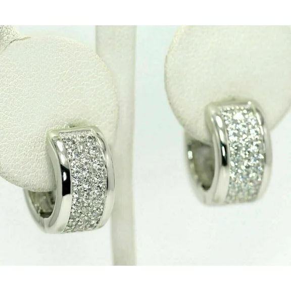 2Ct Round Cut Lab Created Diamond Men & Women's Huggie Hoop Earrings 14k White Gold Plated