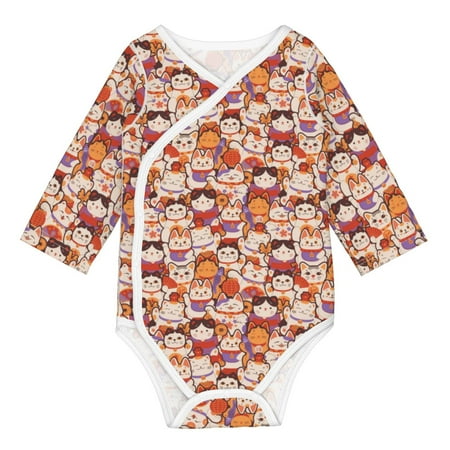 

Coaee Maneki-Neko Cats for Soft Cotton Baby Long-Sleeve Bodysuit Girls Boys Bodysuit Romper