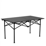 Portable Folding Camping Table, Ultralight Collapsible Table Outdoor Camp Table for Travel Hiking Backyard BBQ Party, 37x20 in, Black