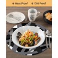 thumbnail image 3 of 15 Inch Round Placemats Set of 6, Gray Black Geometric Non Slip Heat Insulation PP Table Mats, Modern Art Abstract Grey Line Washable Place Mats for Kitchen Dining Party Table Decor, 3 of 7