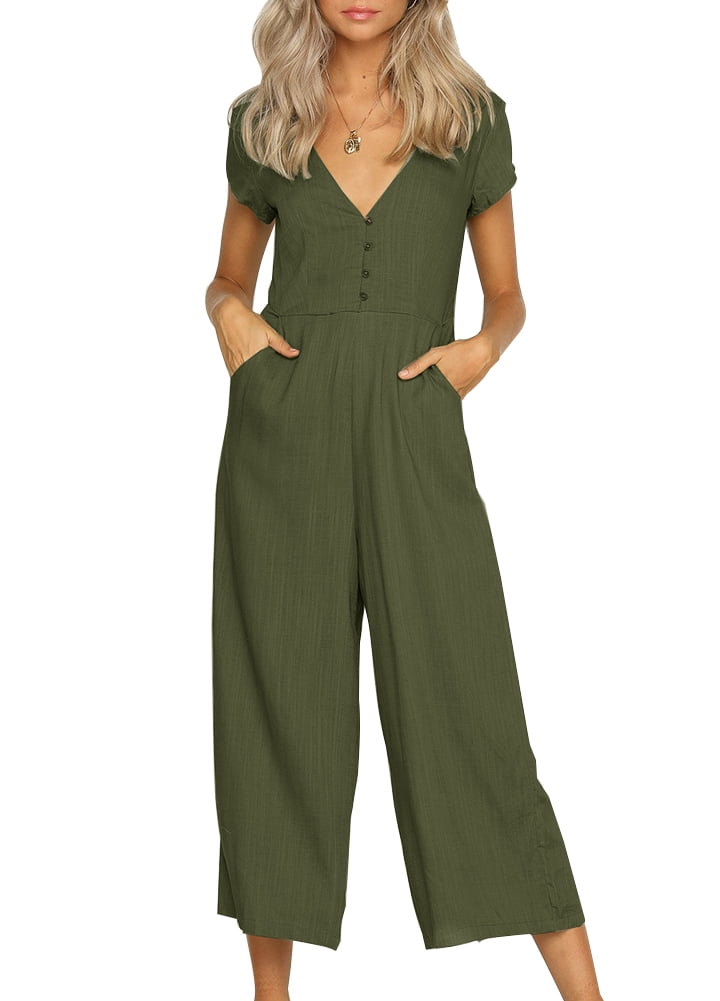 short sleeve cropped jumpsuit