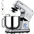 thumbnail image 1 of QinaQin Batidora de pedestal de 7.5 QT y 660 W, cabezal inclinable, 10 velocidades, con gancho, batidor y protector contra salpicaduras, 1 of 8