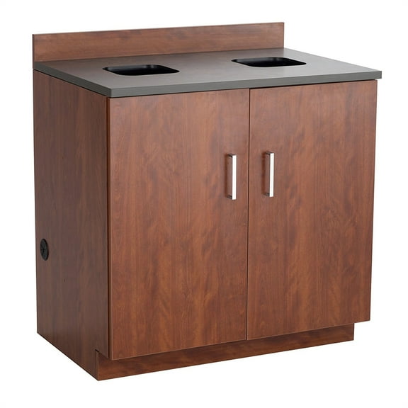 Safco Hospitality Base Cabinet, Waste Receptacle Rustic Slate/Mahogany