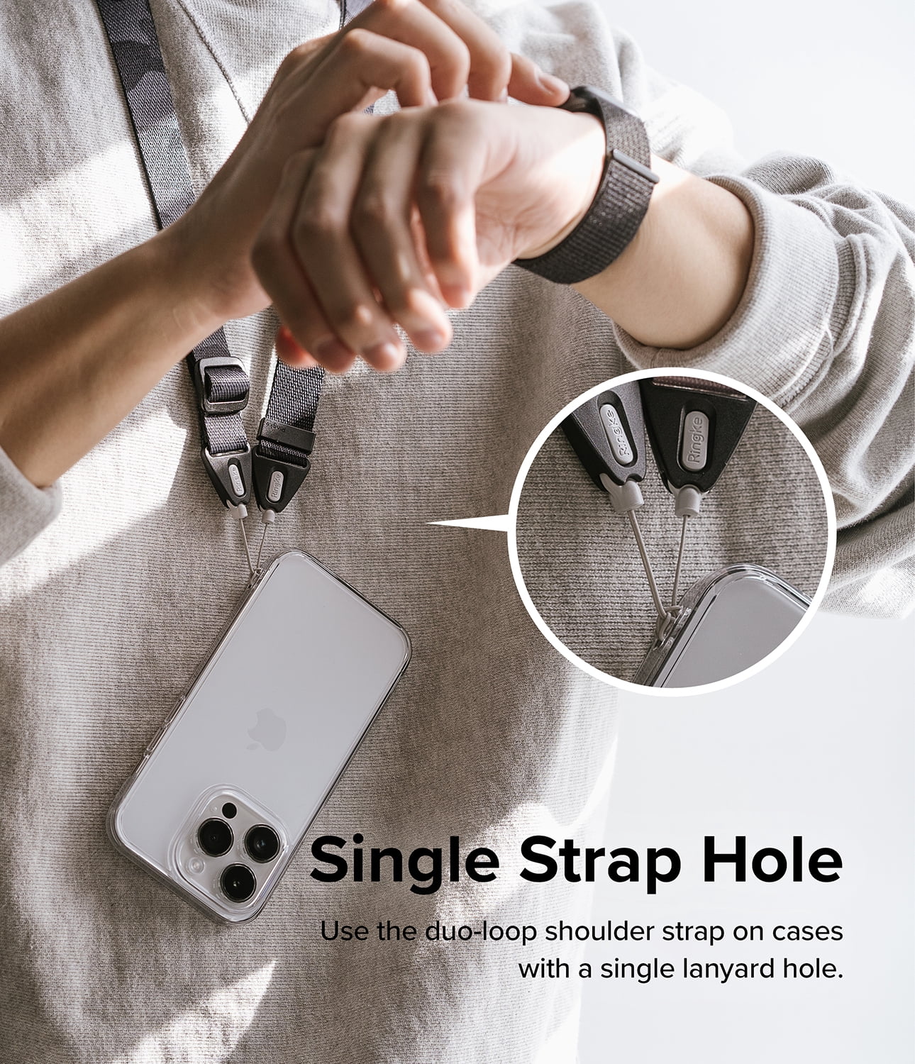 Ringke Shoulder Strap Designed for Cell Phone Cases, Keys, Cameras & ID QuikCatch Lanyard Adjustable Crossbody String - Camo Black