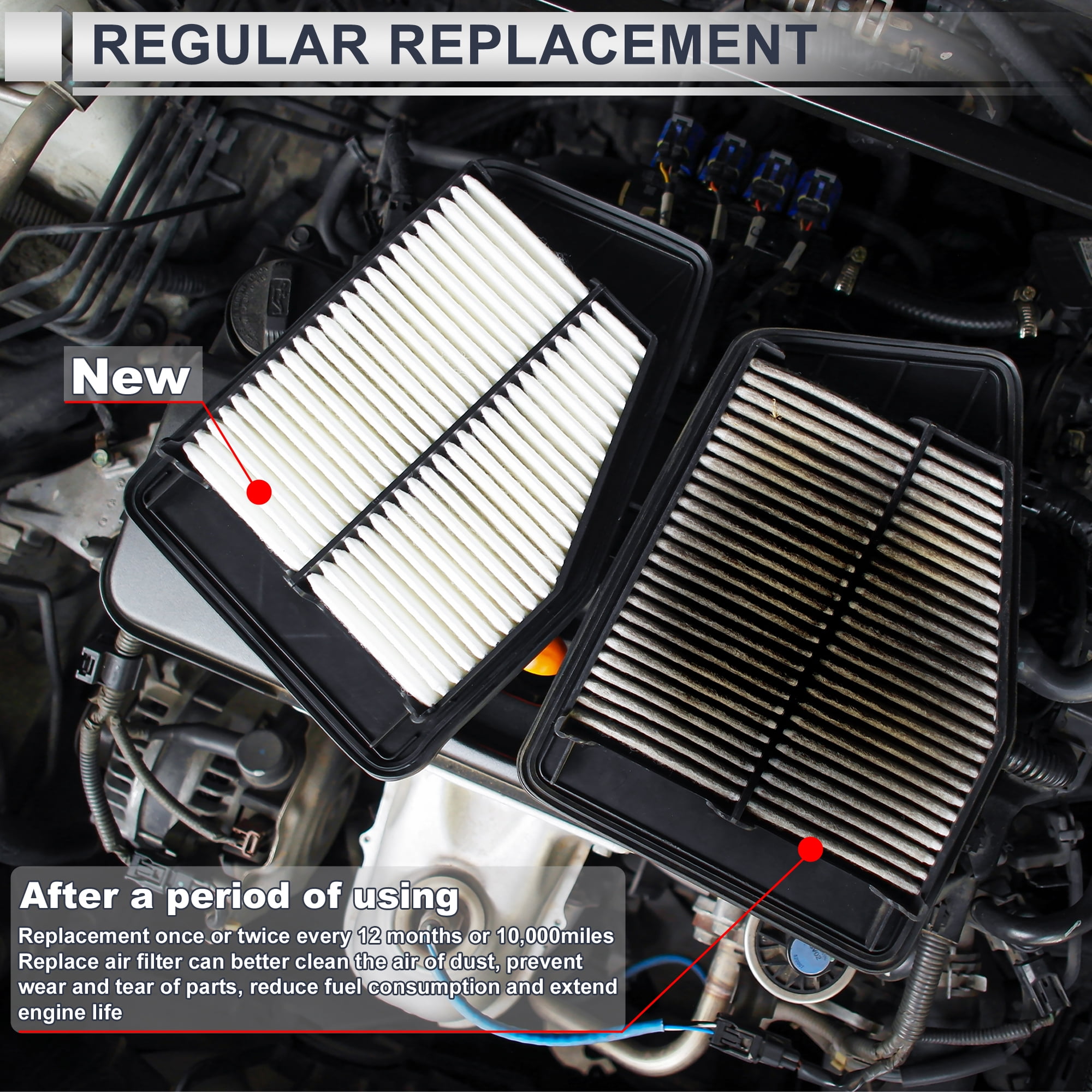 Unique Bargains 1pc Engine Air Filter for Jeep Compass 2017-2022 No.68247339AA/51977574