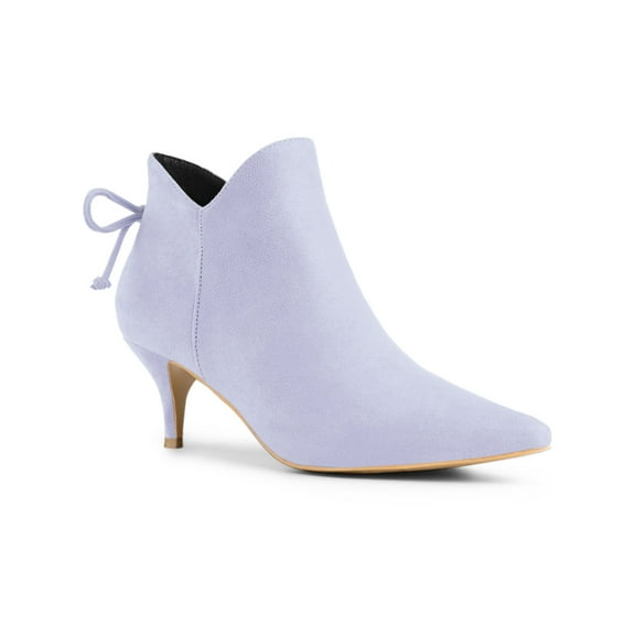 BLISSFUL STEP Women's Pointy Toe Kitten Heel Ankle Booties
