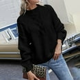 thumbnail image 2 of Duoif Sweaters for Women Trendy Women's Round Neck Flower Knitted Long Sleeved Shirt Pullover Sweater Women's Sweaters Womens Tops Black L, 2 of 5