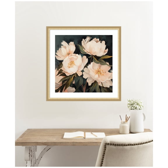 Kate and Laurel Framed Wall Art Print 'Beautiful Painterly Floral Bouquets 2' by The Creative Bunch Studio, 26 x 26, Florence Gold Frame, Traditional, Flowers, Still Life, Nature Art for Wall Decor