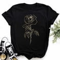 thumbnail image 5 of Plus Size Maycaur New Fashion Gold Rose Print Women T Shirt Harajuku Short Sleeves Tshirts Casual O-neck Top Tee Black T-shirt, 5 of 5