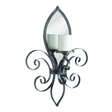 Home Decorative Fleur de Lis Metal Candle Sconce with Mirror