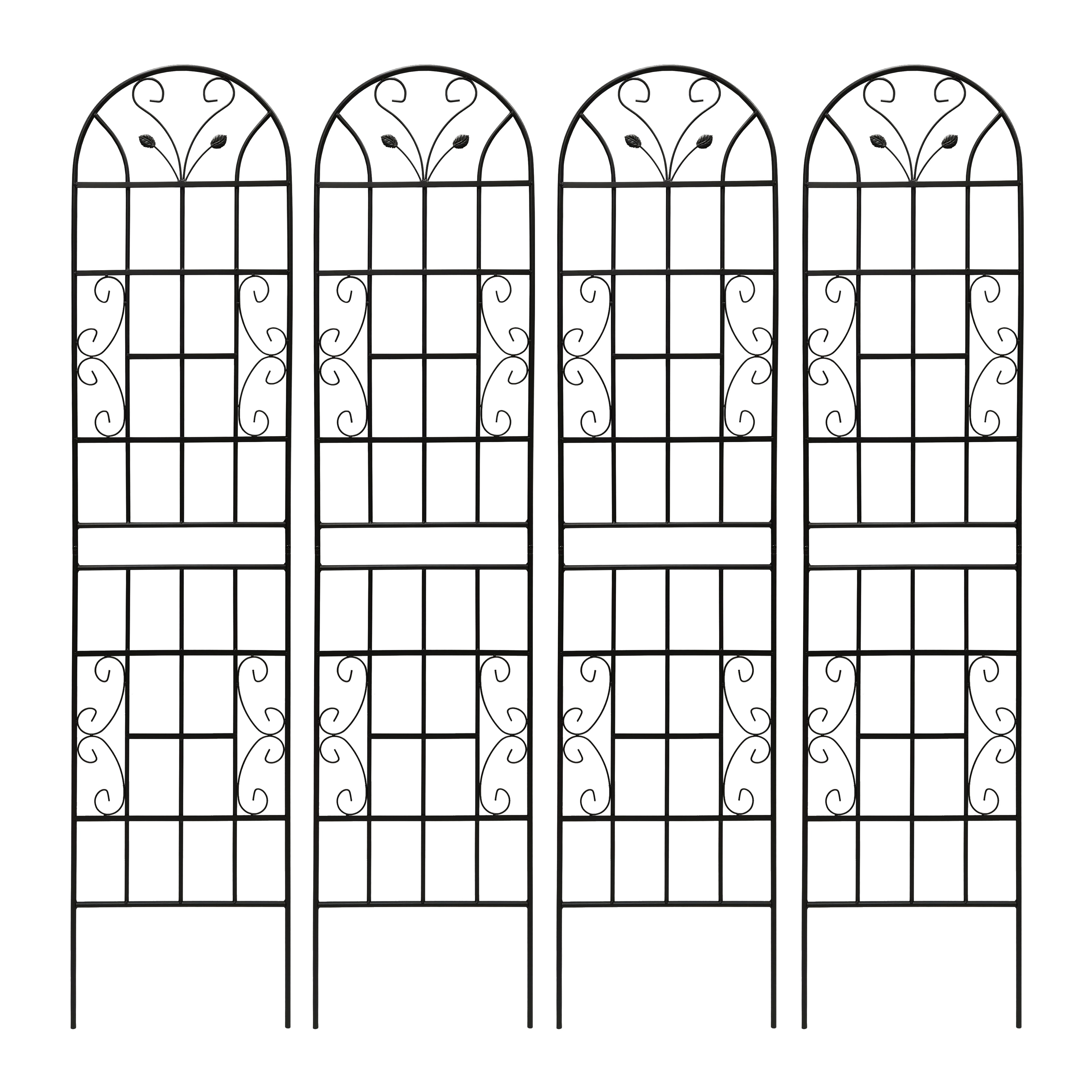 Yoneston 4 Pack 86.7"x19.7" Metal Garden Trellis, Decorative Arched Trellis for Climbing Plants, Metal Coating Anti-Rust and Sturdy for outdoor, Black