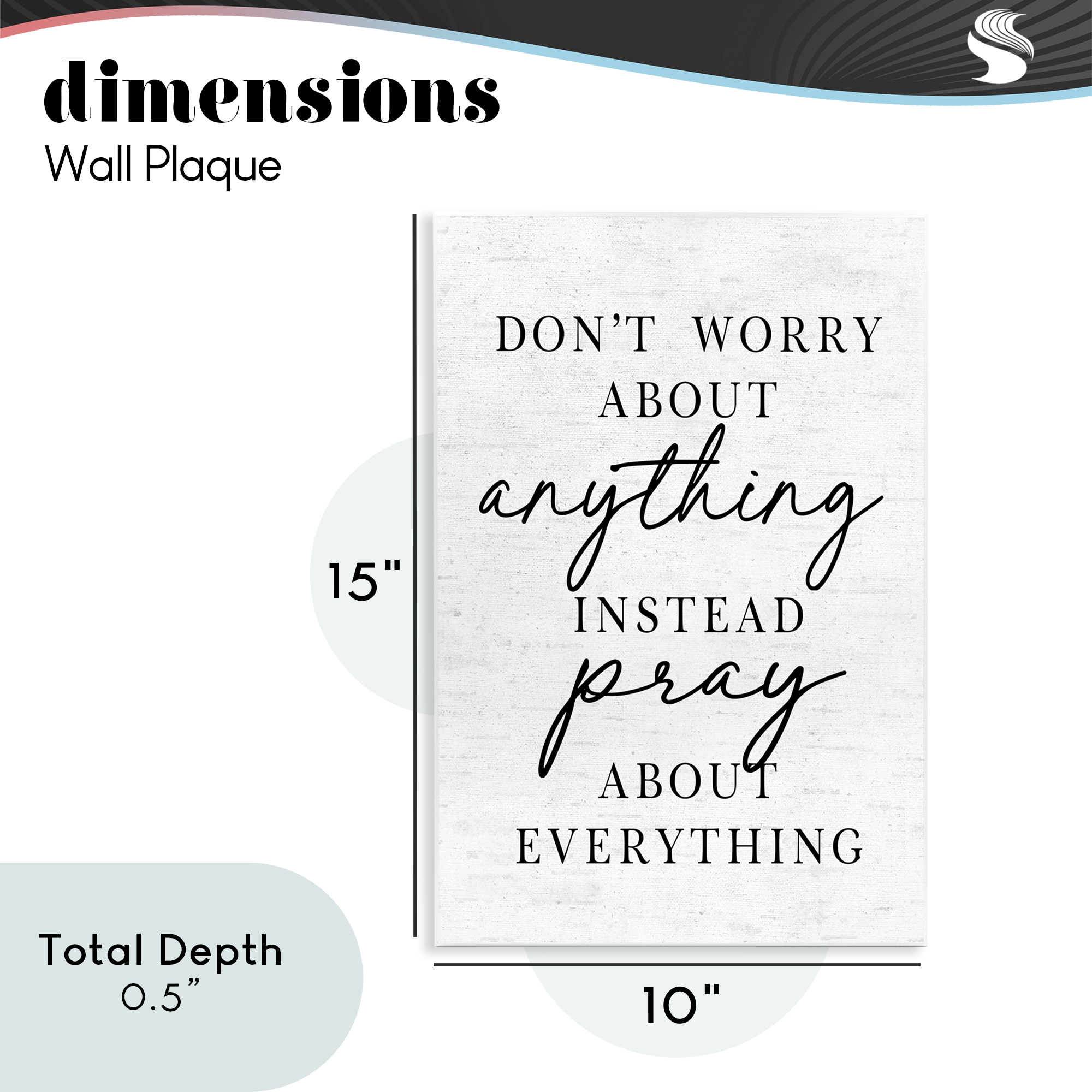 Pray Instead Of Worry Wall Plaque Art, design by Lettered and Lined