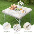 thumbnail image 4 of White Gold Leaf Marble Pattern Square Fitted Tablecloth with Elastic Edge,Square Table Cover,Washable Elastic Table Cover for Home Kitchen Party Decor 34"x34", 4 of 6