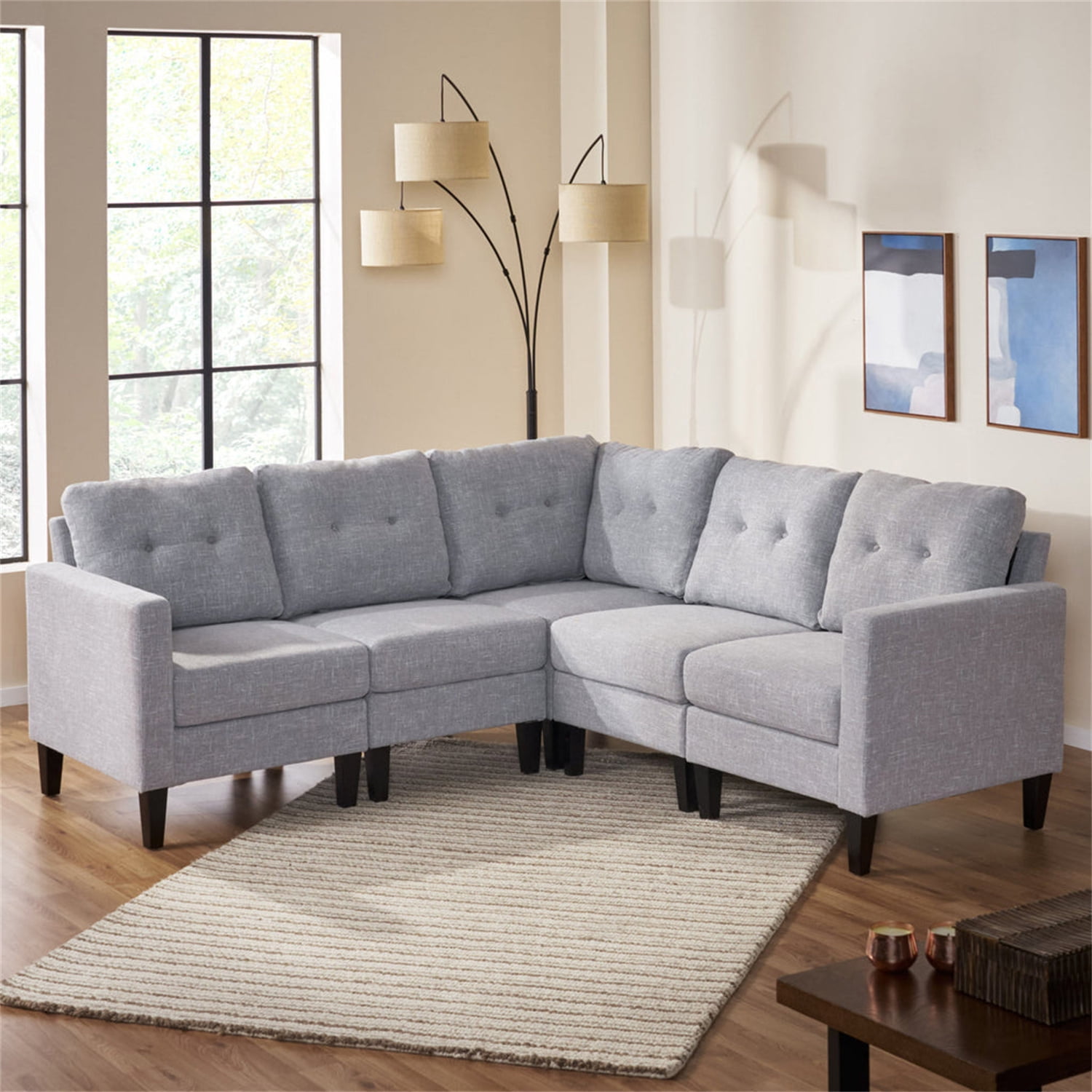 Kepooman Convertible Sectional Sofa Couch, Modern Fabric Upholstered L-Shaped Couch Sofa Sectional with Cushions for Small Living Room, Apartment, and Small Space, Grey Kepooman Convertible Sectional Sofa Couch, Modern Fabric Upholstered L-Shaped Couch Sofa Sectional with Cushions for Small Living Room, Apartment, and Small Space, Grey