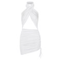 thumbnail image 3 of Leutsin Femmes Été Licol Mince Hanche Creuse Robe, 3 of 5